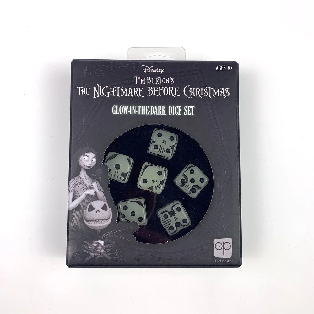 Nightmare Before Christmas Glow In the Dark Dice Set Tin Carrying Case Incl READ